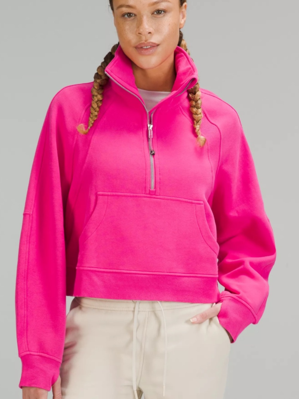 Lululemon Half Zip cropped Scuba Sonic pink